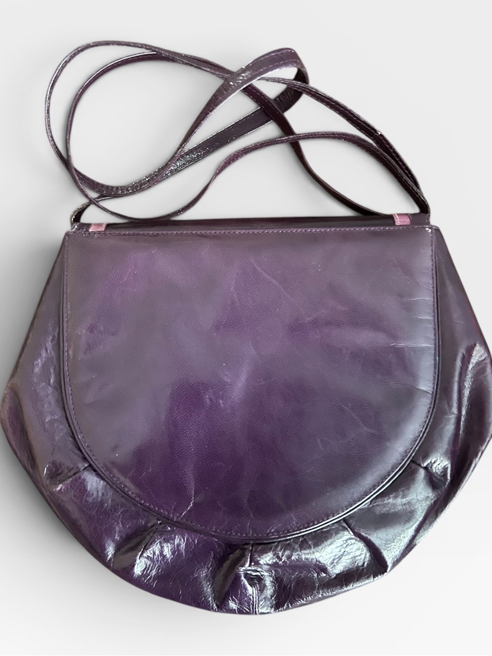 Vintage Stuart Weitzman Purple Leather Crossbody Shoulder Bag Made in Spain - Picture 3 of 6